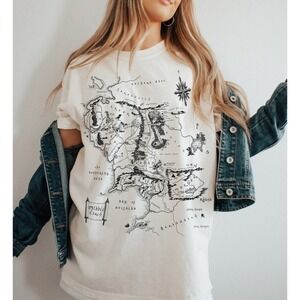 Middle Earth Map Tshirt Lotr The Hobbit Tshirt Classic Unisex Retro Tshirt